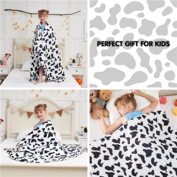 Weighted Blanket 5 Pounds Cooling Weighted Lap Blanket, Cow Print Heavy Blanket - Picture 10 of 14